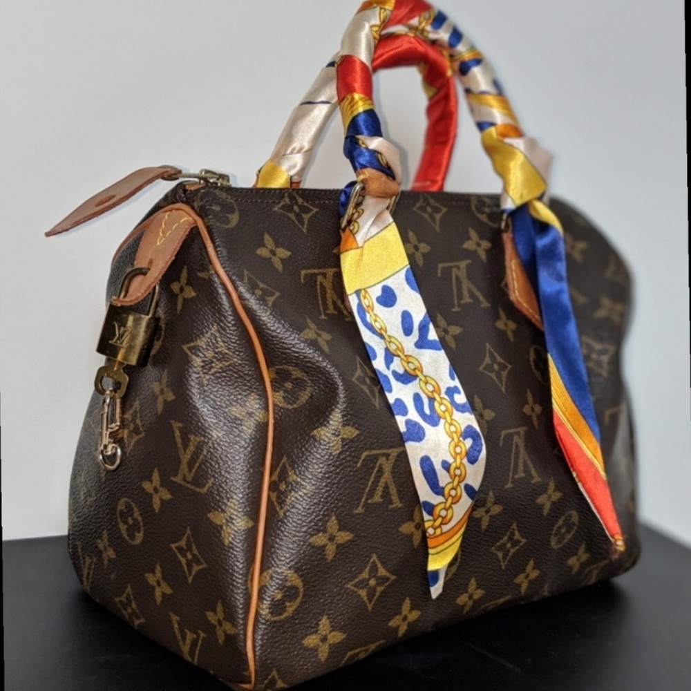 Louis Vuitton Speedy 25 AUTHENTIC purse w scarves